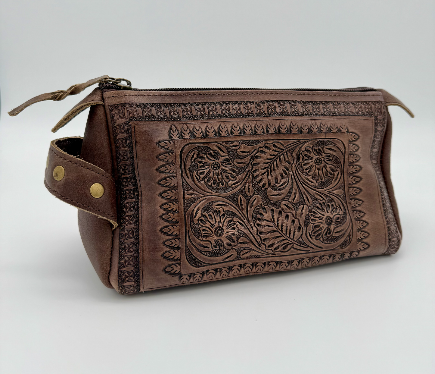 Toiletry Bag-Tooled Leather