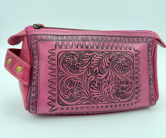 Toiletry Bag-Tooled Leather