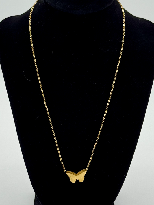 PVD Stainless Steel Blank Engravable Butterfly Necklace