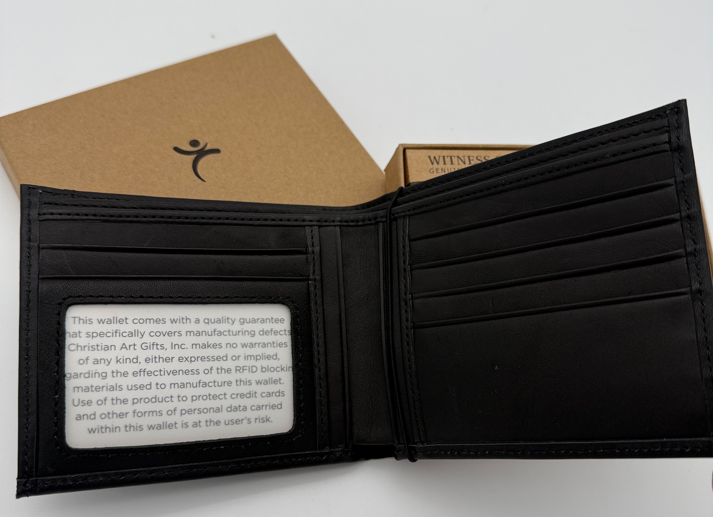 Mens Black Leather Wallet with Cross Badge