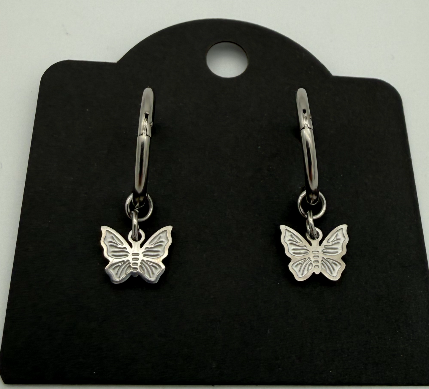 Stainless Steel Butterfly Huggie Earrings