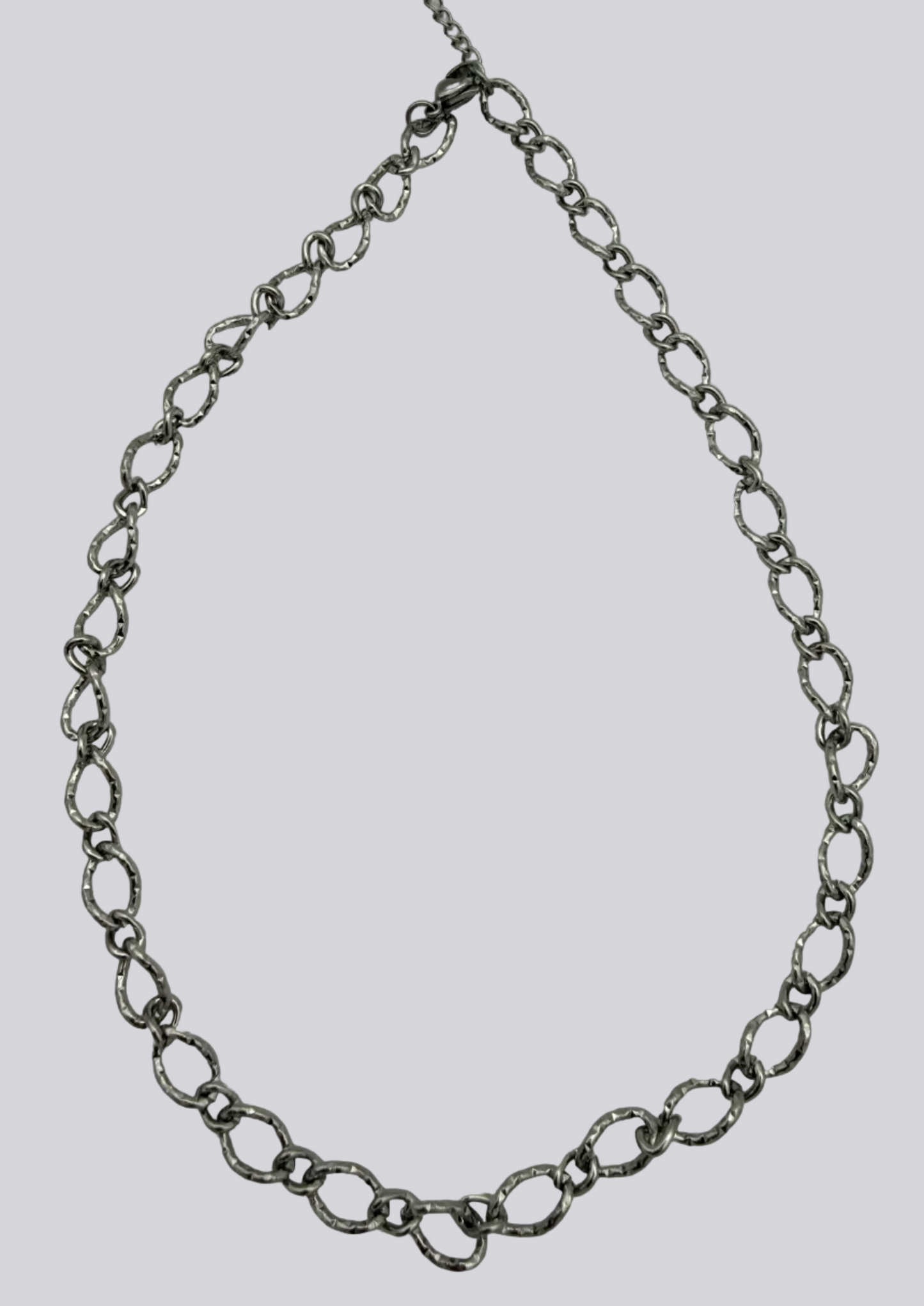18K PVD Stainless Steel Hammered Oval Chain Necklace