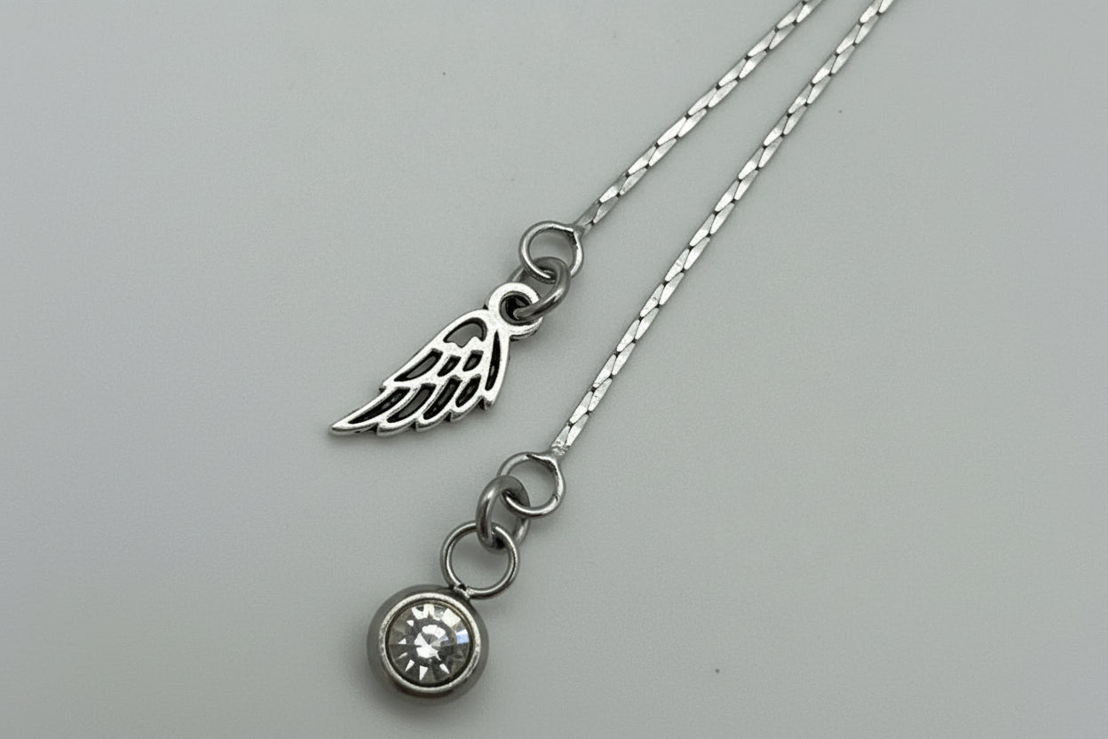 Crystal and Angel wing Dangle Earrings