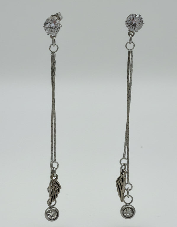 Crystal and Angel wing Dangle Earrings
