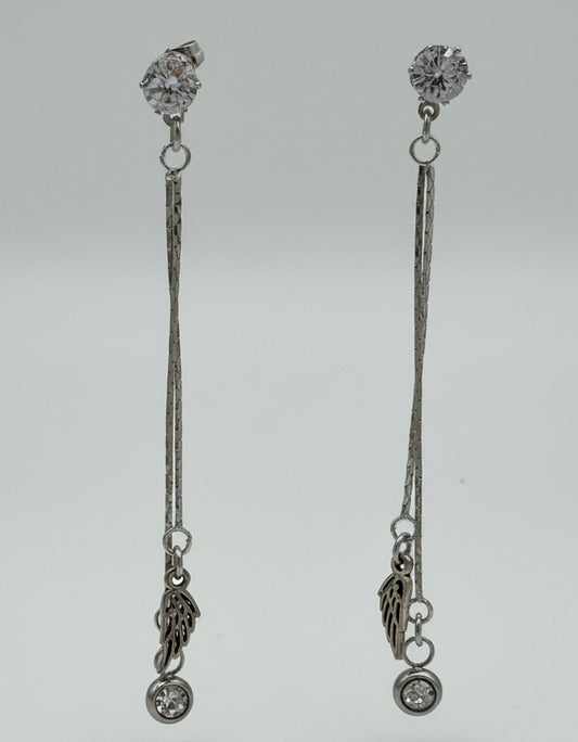Crystal and Angel wing Dangle Earrings