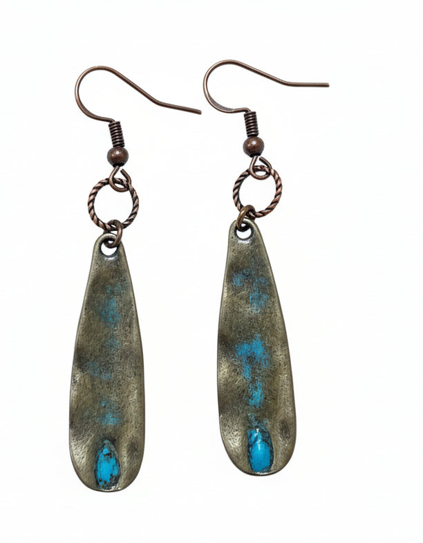 Mixed Metals Patina Drop Earrings
