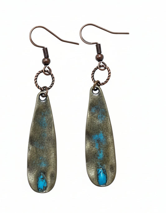Mixed Metals Patina Drop Earrings