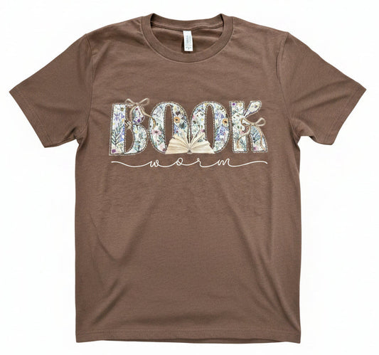 Floral Book Worm T-Shirt